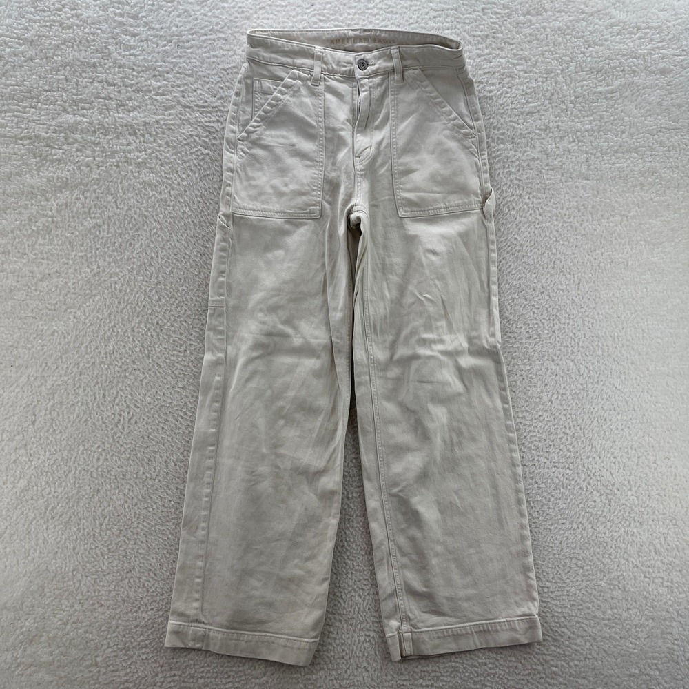 American Eagle Baker Pants Womens 2 Super High Rise Baggy Wide Leg Carpenter